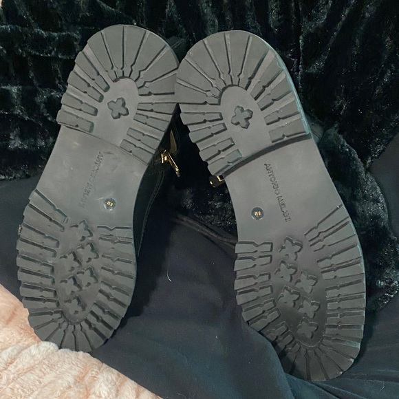 ANTONIO MELANI Black Lace-Up Buckle Combat Boots - Picture 5 of 10